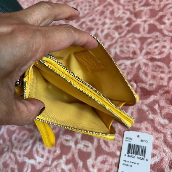 Coach Yellow Pebbled Leather Wristlet - Picture 3 of 6
